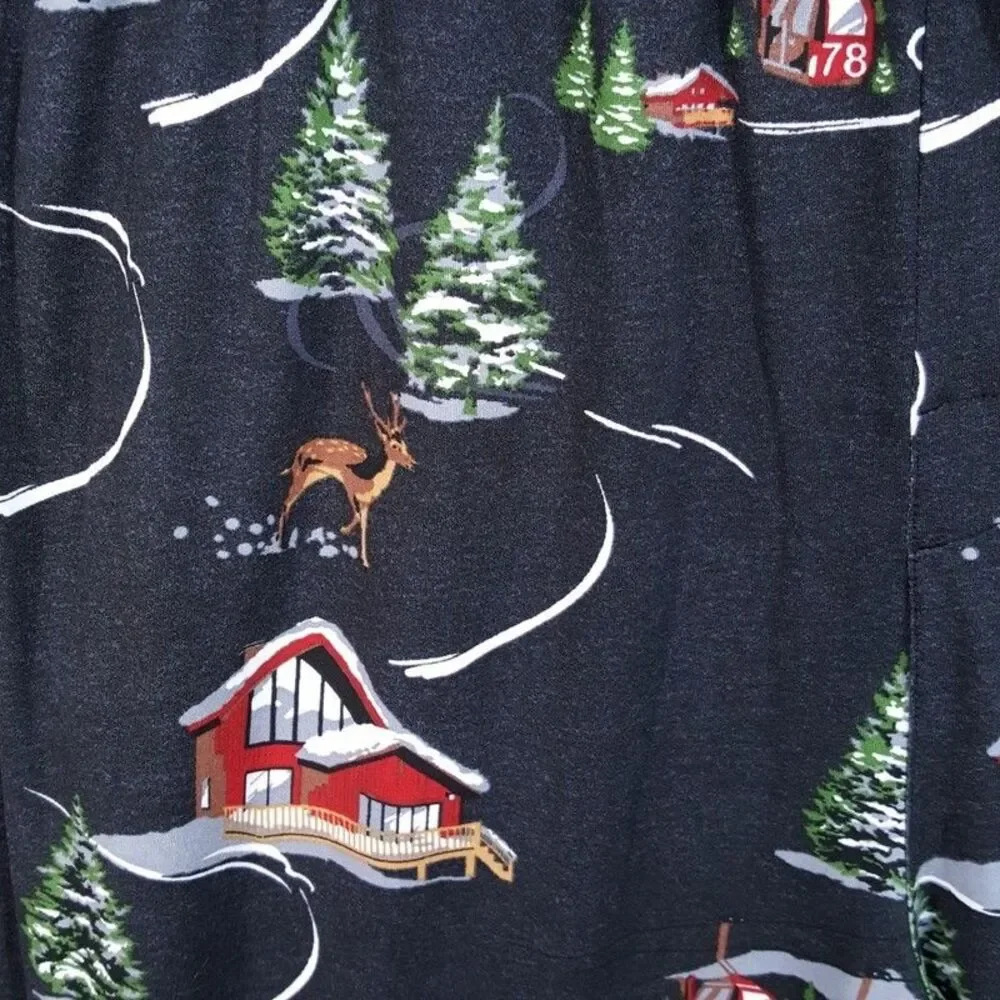 PERRY ELLIS Pajama Pants Large Charcoal Drawstring Winter Holidays Sleepwear PJs - Picture 2 of 7